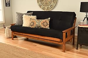 Kodiak Furniture Monterey Futon Set, No Drawers, with Barbados Base and Suede Black Mattress