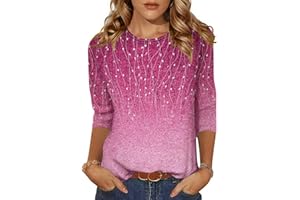 Zeagoo Women's Casual 3/4 Sleeve T-Shirts Round Neck Cute Tunic Tops Basic Tees Blouses Business Work Tee Top