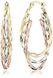 14k Gold Tri-Color Triple Hoop Earrings