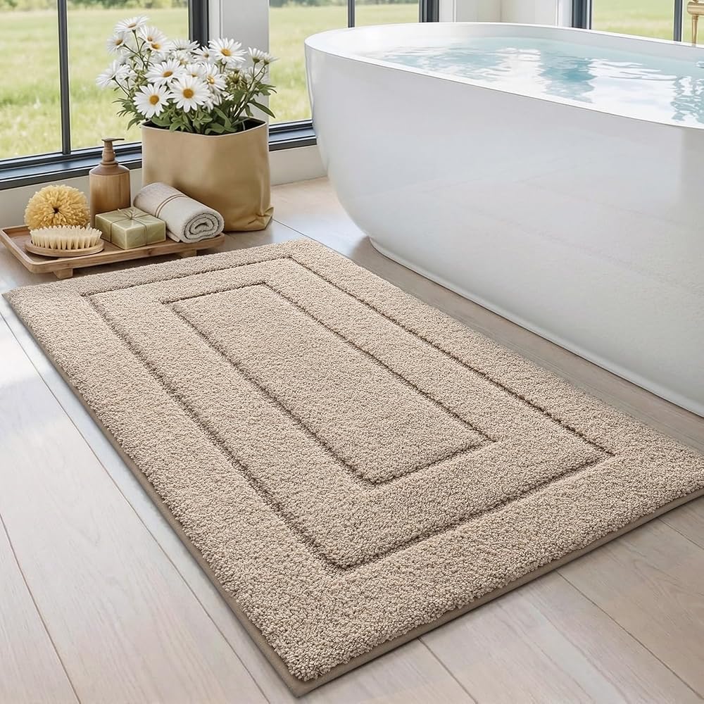 DEXI Bath Mat 60x110 cm Extra Soft Microfiber Non Slip Beige