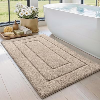 DEXI Bath Mat 60x110 cm Extra Soft Microfiber Non Slip Beige