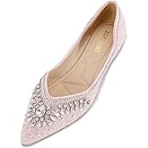 ZQKSEOHS Flats Shoes Women Rhinestone Sequin Wedding Pointed Toe Dress Flat Shoes Comfortable Flats for Women Dressy