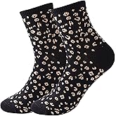 Arukora Leopard Animal Women Socks Size 5-9 Crew Soft Polka Dot Pattern Cotton Ankle Sock