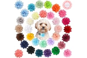 Yxiang Dog Collar Flowers Bulk Pet Flower Bow Ties Multi-Color Dog Charms Flower for Cat Puppy Dog Collar Grooming Accessories