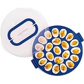 Crafted Containers Deviled Egg Containers with Lid &amp; Handles, 22-Count Portable Carrier, Dishwasher Safe Tray, Refrigerator Storage, High-Capacity Trays Deviled Egg Holder - Blue