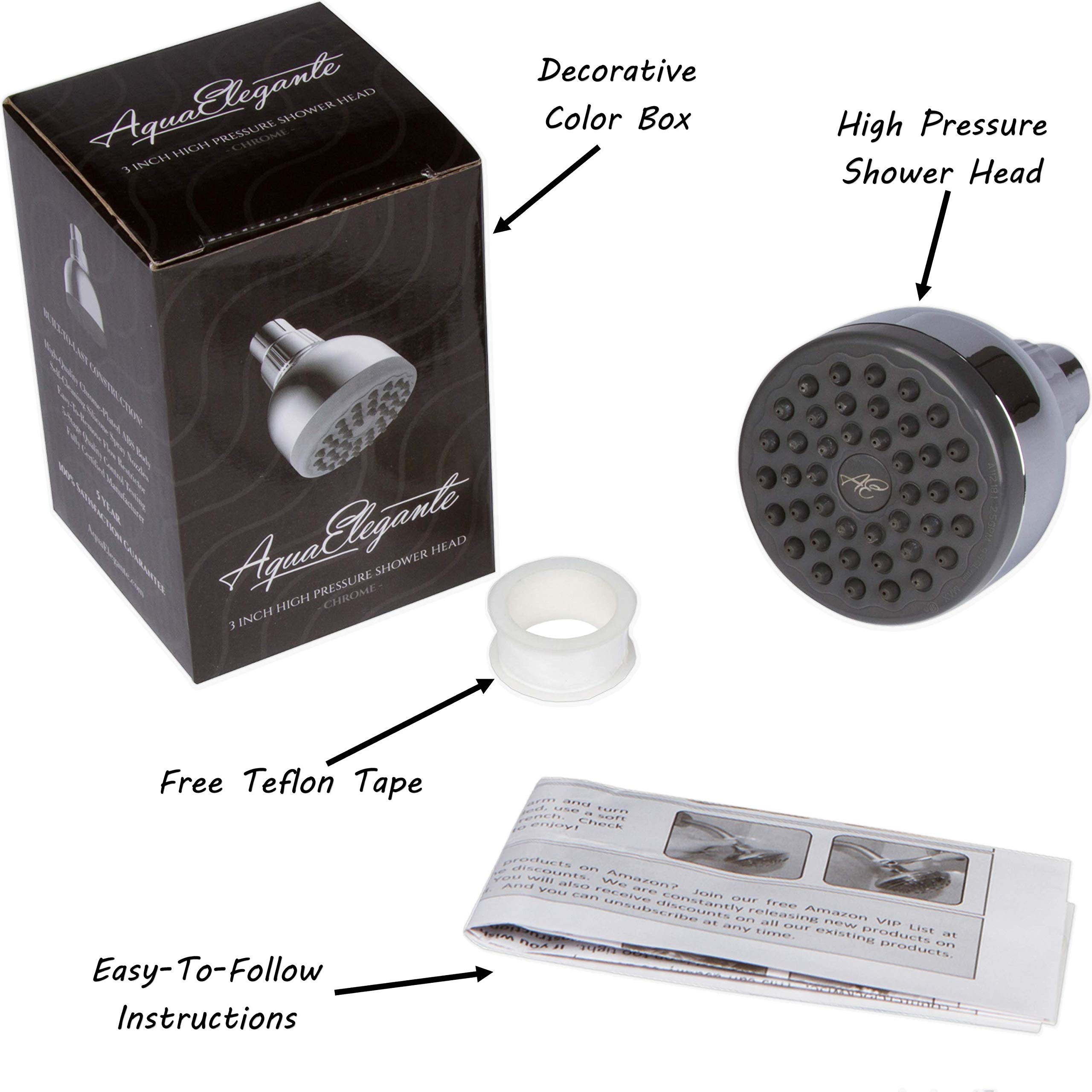 Aqua Elegante 3 Inch High Pressure Shower Head Best Pressure Boosting, Wall Mount, Bathroom