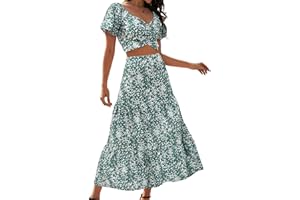 DRESSTELLS Women's 2 Piece Skirt Set, Floral Skirt Set Outfits Suit, Top & Long Skirts, Casual Boho Summer Dress 2025