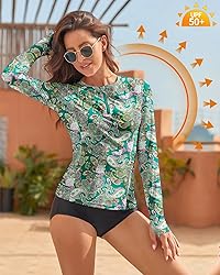 WOWENY Women Rash Guard Long Sleeve Swimsuit Top