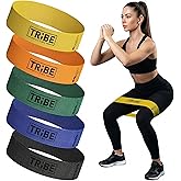 Tribe Lifting Fabric Resistance Bands for Working Out - 5 Exercise Bands Set for Legs and Glutes - Booty Bands for Women and 