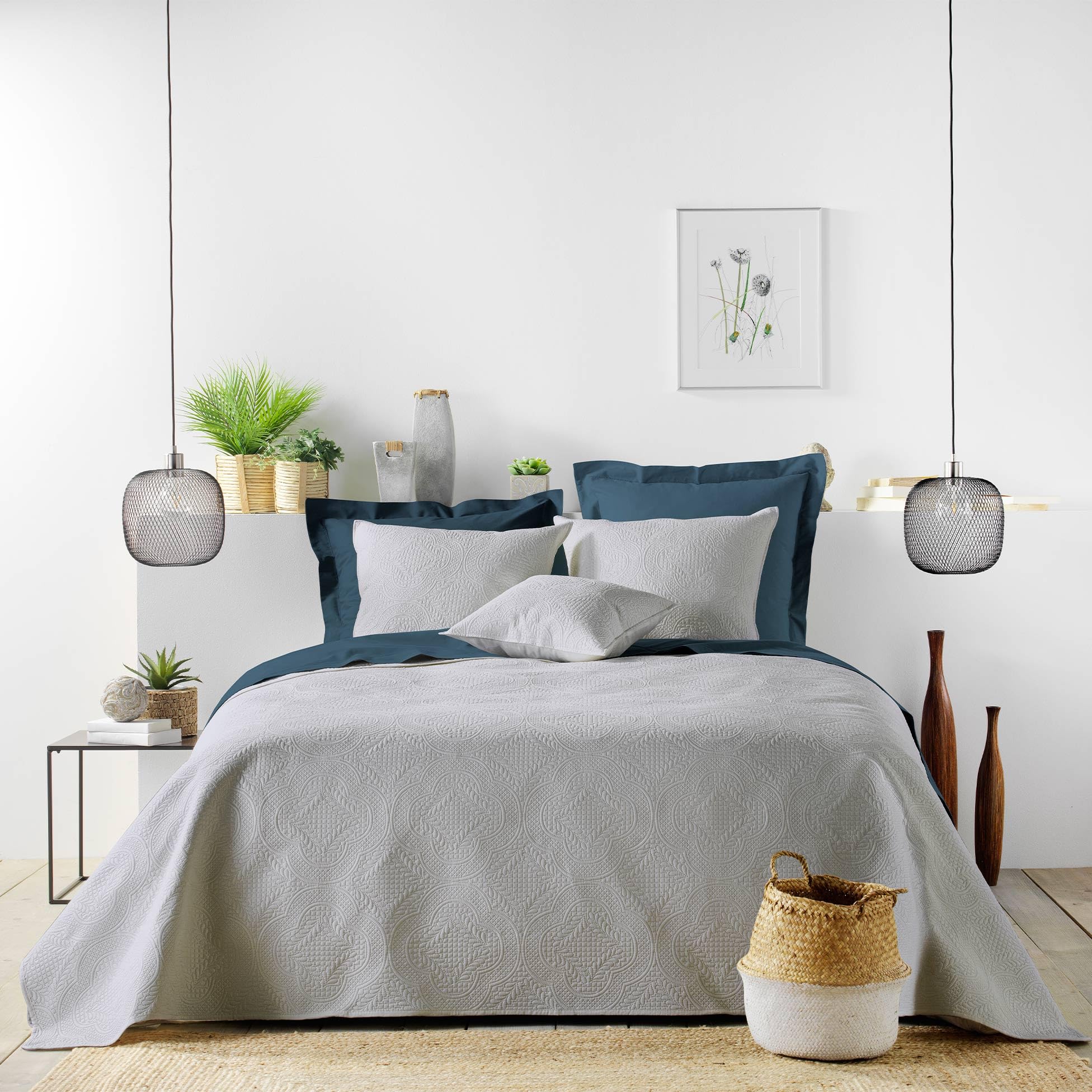 Douceur d'Intérieur Grey Polyester Bedspread 220 x 240 cm