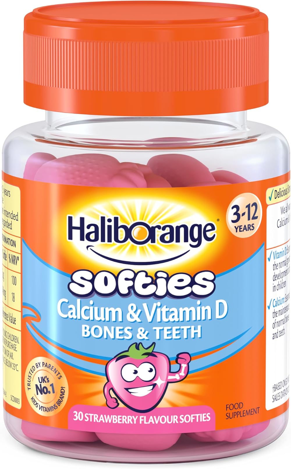 Haliborange Calcium Softies 30 Pack Kids Vitamin D Strawberry Flavour