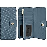 Sunpour Women Wallet RFID Blocking Trifold Wallet Slim Leather Wallet Large Capacity Credit Card Holder Thin Wallet with Zipper Pocket