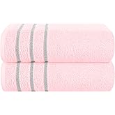MyOwn Cotton 2 Pack Oversized Bath Towel Set 28x55 inches, Large Bath Towels, Ultra Absorbant Compact Quickdry & Lightweight Towel, Ideal for Gym Travel Camp Pool - Pink