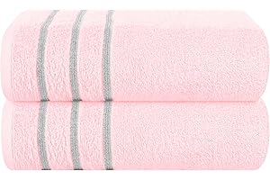 MyOwn Cotton 2 Pack Oversized Bath Towel Set 28x55 inches, Large Bath Towels, Ultra Absorbant Compact Quickdry & Lightweight Towel, Ideal for Gym Travel Camp Pool - Pink