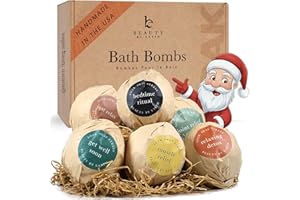 BEAUTY BY EARTH Bath Bombs Gift Set, USA Made with Organic & Natural Ingredients, Christmas Stocking Stuffers for Women & Men, Relaxing Spa Gifts, Wife Stocking Stuffers