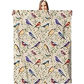Colorful Bird Blanket - Plush, Soft, Comfy, Lightweight, Warm, Fuzzy, Cozy Flannel Throw Blanket for Couch, Travel, Bed, Office, Outdoor - 50in×60in
