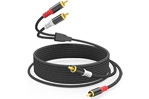 HOSONGIN RCA Audio Cable 25FT - Dual Shielded Noise Free Durable Braided Male to Male Long Audio Cord for Home Theater/Amplifier/Subwoofer/Speaker/Audio Receiver/Vinyl Record Player/SoundBar - 25 feet