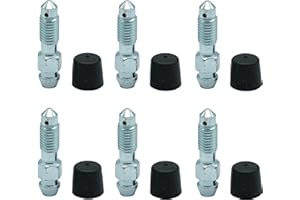 ABCZOK 6 PCS Brake Bleeder Screws,Bleeder Valve,Bleeders,Caliper Bleeder Screw with Rubber Cap, M7x1.0-31.5mm, H9411-6,105400.Replace 12708,Standard Metric Bleeding Screws Bleed Kit