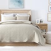 HORIMOTE HOME Quilt Set King Size Beige Bedspread, Modern Style Quilted Clouds Pattern Soft Coverlet Set Lightweight Microfiber Quilted Bedspread for All Season