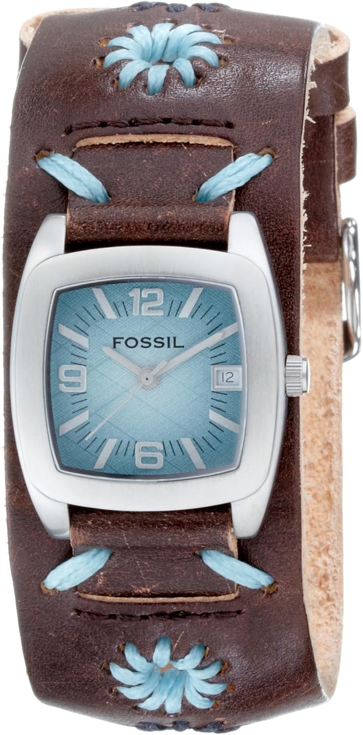 Fossil JR9149 Ladies Brown Leather Cuff Watch Amazon.co.uk Watches
