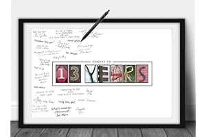 Katie Doodle 13th Birthday Decorations - Creative Guest Book Alternative - 13th Birthday Party Supplies Centerpiece Decor Card Gifts for Girls Boys Teen - 13 Years Wall Art Poster, 11x17 [Unframed]