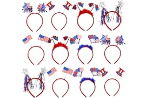 BBPOOL 4th of July Headband 12pcs Patriotic Headbands Uncle Sam Hat USA Flag Headbands for Independence Day Party Favors Fourth of July Party Accessories