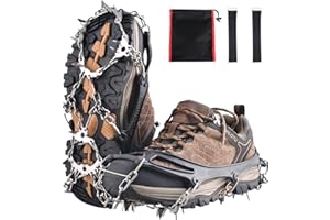YAPJEB 10, 24 Spikes Ice Cleats, Steel Crampons Walk Traction Non-Slip Snow Grips for Hiking, Walking, Climbing, Mountaineeri