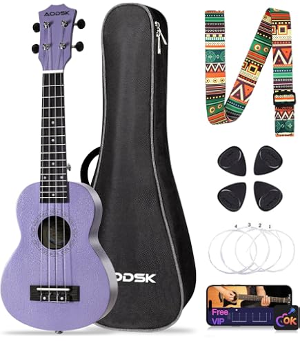 VANPHY 21 Inch Soprano Ukulele Starter Kit - Complete Set With Bag, Strap & Accessories For Kids & Beginners