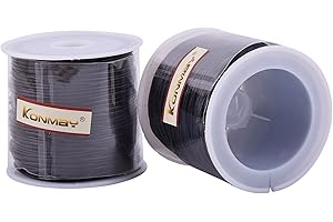 KONMAY 1.0mm Round Real Leather Cord, 25 Yards Black Leather String Cord for Jewelry Making, Necklaces, Bracelets and Crafting