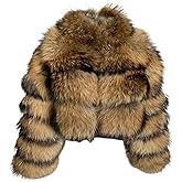 Vickstco Warm Mini Short Faux Fur Jackets,Shaggy Cropped Outerwear Coats Sweater Tops