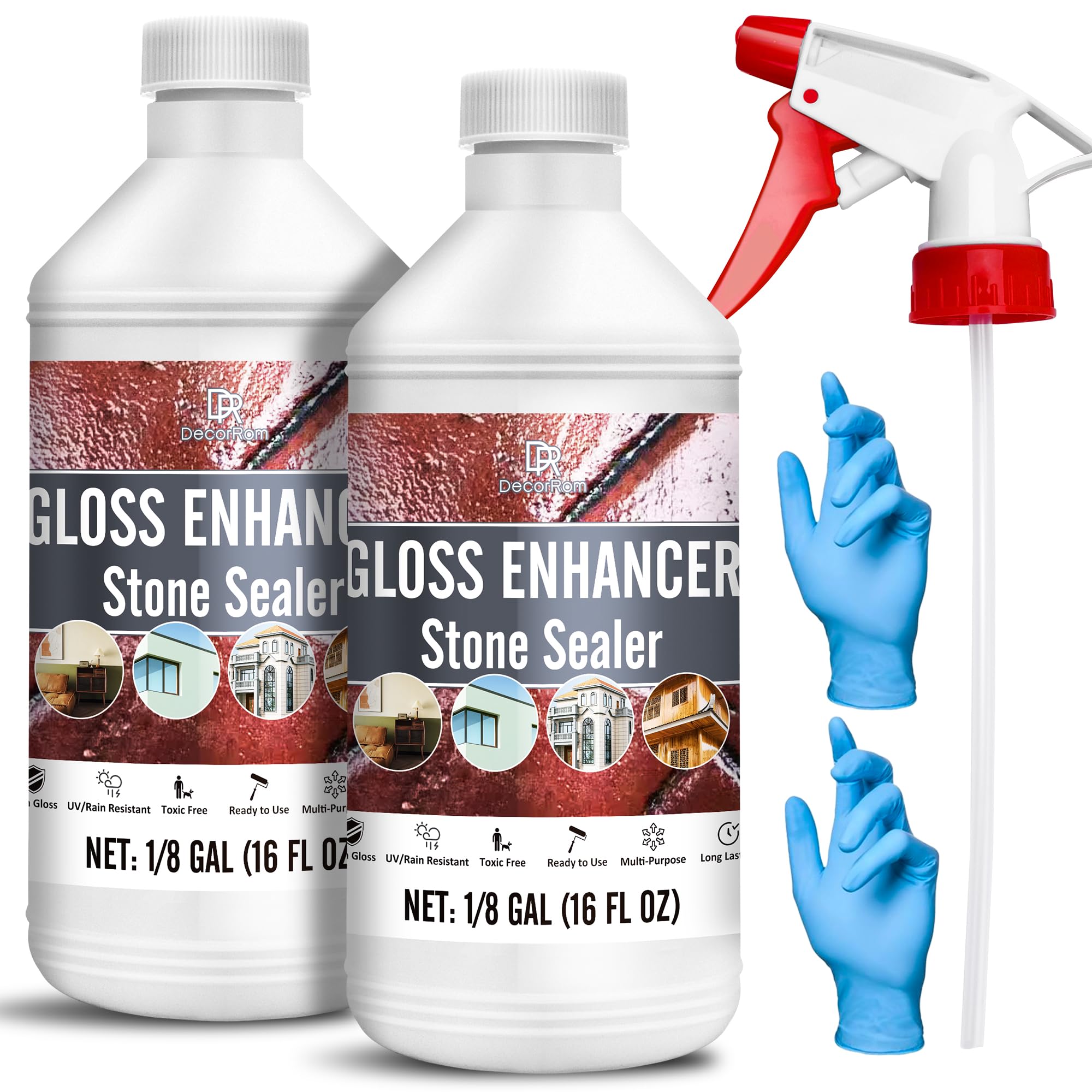 Wet Look Stone Sealer 1L - Color Enhancing Driveway Sealer for Long-Lasting High Gloss Protection - Stain Proof Patio Paver Gloss Enhancer for Outdoor & Indoor Slate, Floor, Standsotne