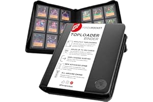 Forzarocket 9-Pocket Toploader Binder | 252-Card Side-Load Album for Collectible Gaming & Sports Cards | Zippered PU Leather (Black)