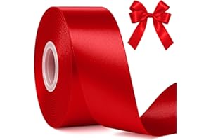 Fullive Red Ribbon 1 1/2 Inch, 30 Yards Red Ribbon for Gift Wrapping, Polyester Satin Christmas Ribbon for Wedding Xmas Tree Valentines Day Decorations DIY Bows Wrapping Bouquet Floral Arrangements