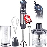 Mueller Multistick 5-in-1 Immersion Blender Handheld,12 Speed Hand Mixer-Turbo Boost,Heaviest Duty Copper Motor,Titanium rein