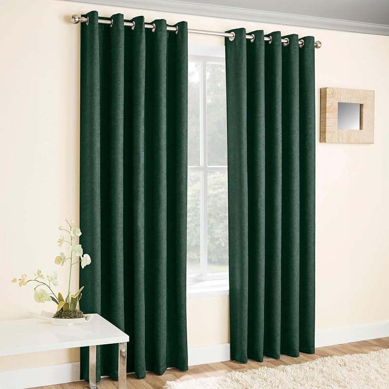 Enhanced Living Vogue Green 46x72 Eyelet Thermal Noise Reducing Curtains