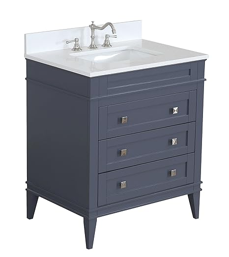Eleanor 30-inch Bathroom Vanity (Quartz/Charcoal Gray): Includes a ...