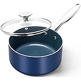 MICHELANGELO 2 Quart Saucepan with Lid, Nonstick Ceramic Sauce Pan with Stainless Steel Handle, 2 Qt Saucepan with Lid Induction Compatible, Oven Safe, Blue