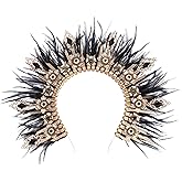 COSUCOS Fantasy Halo Crown Hedpiece - Handmade Zip Tie Greek Goddess Feather Crown Renfaire Spiked Headband for Halloween