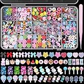 3D Candy Acrylic Nail Charms, Multi Color Cartoon Gummy Bear Fruit Lollipop Donut Ice Cream Heart Star Bows Acrylic Nail Art Charms, Candy Charm for Nails Art DIY Crafts Accessories