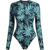 ZAFUL Women's Long Sleeve Rash Guard Swimsuit One Piece Zipper Surfing Bathing Suit