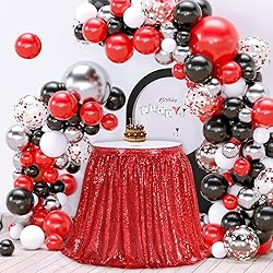 Red Sequin Table Skirt 9ft for Rectangle Square