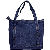 YunZh Denim Tote Bag Casual Style Lightweight Classic Retro Travel Shopper Shoulder Handbag
