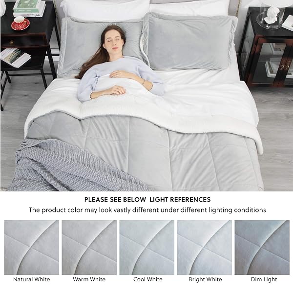 BEDSURE LUXURIOUS MICROMINK SHERPA LIGHT GREY QUEEN COMFORTER SET 3 PIECES – (1 COMFORTER 88X88 AND 2 PILLOWSHAMS), REVERSIBLE DOWN ALTERNATIVE COMFORTER, MACHINE WASHABLE