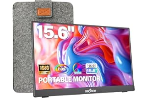 InnoView Portable Monitor 15.6" 1080P Portable Monitor for Laptop with Protective Sleeve Built-in 90° Adjustable Stand USB C 