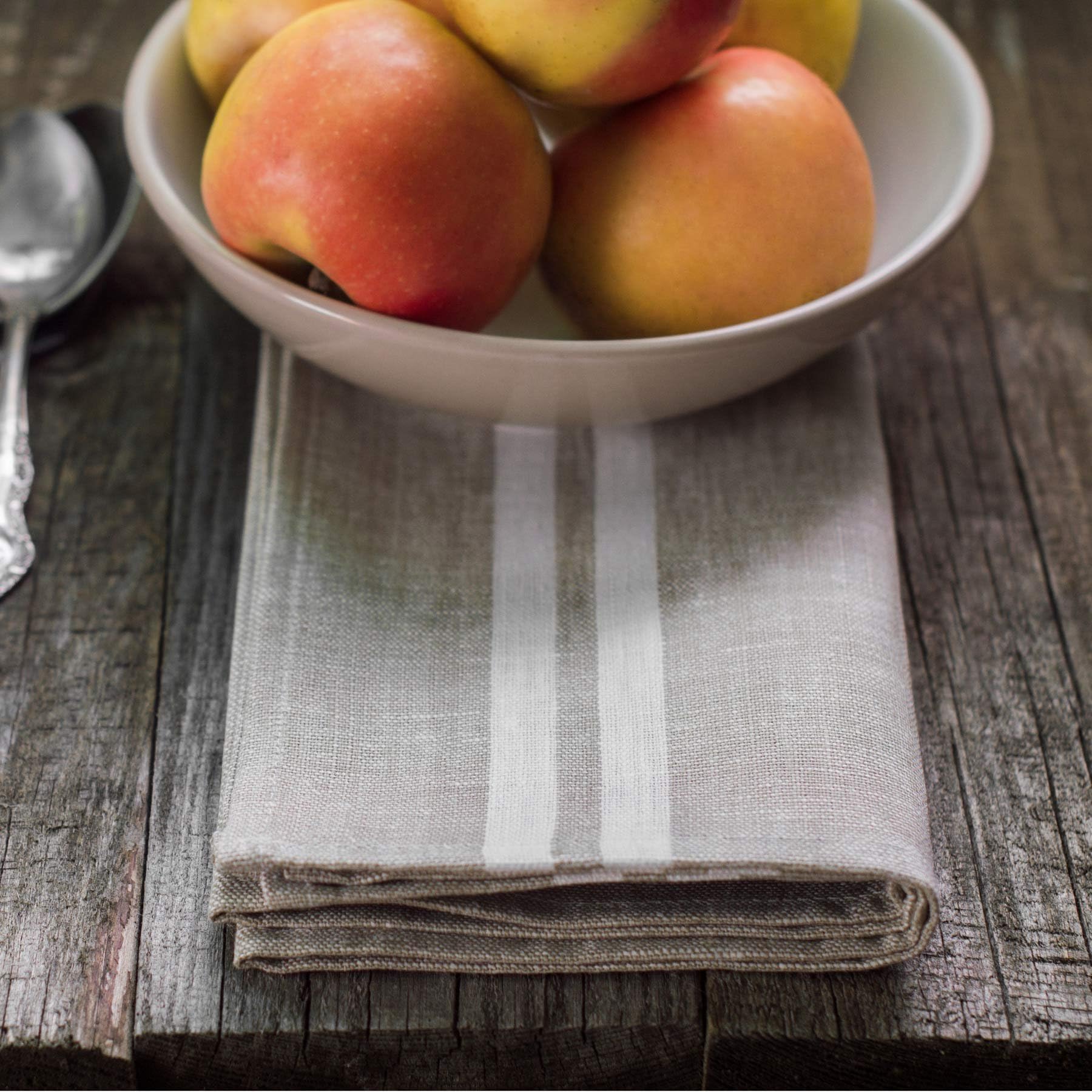 Set of 2 Linen Tea Towels - Linen Kitchen Towels - Dish Towels - Linen Towels - Linen Hand Towels - Color Beige White