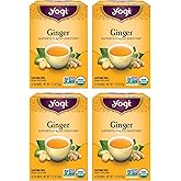 Yogi Tea Ginger - 16 Bags per Pack (4 Packs) - Organic Digestive Support Tea - Includes Ginger Root, Lemongrass, Licorice Root, Peppermint Leaf & Black Pepper | Includes Ginger Root, Lemongrass, Licorice Root, Peppermint Leaf, Black Pepper