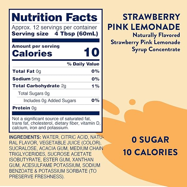 JORDAN’S SKINNY MIXES SUGAR FREE SYRUP, STRAWBERRY PINK LEMONADE, FRUIT FLAVORED WATER ENHANCER, DRINK MIX ICED TEA, LEMONADE, DRINKS, LOW CALORIE WATER FLAVORING, DAIRY & GLUTEN FREE, KOSHER, 25.4 FL OZ
