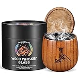 Argefkeen Charred Wooden Whiskey Glasses Personalized Bourbon Drinking Glass Ideas Gifts for Men Husband, Dad, Brother, Whiskey Lovers Birthday Insulated Old Fashioned Glass Whiskey Tumbler J