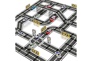 SKTMYY Magnetic Tiles Road Set with Pullback Car, Magnetic Tiles for Kids Ages 3-5 4-8, Magnet Building Tile for Toddler Kids Boys Girls, Creative STEM Building Toy & Learning Educational Magnet Toys