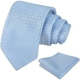 Alizeal Mens Vintage Solid Plaid Tie with Pocket Square 3.15inches Necktie Set